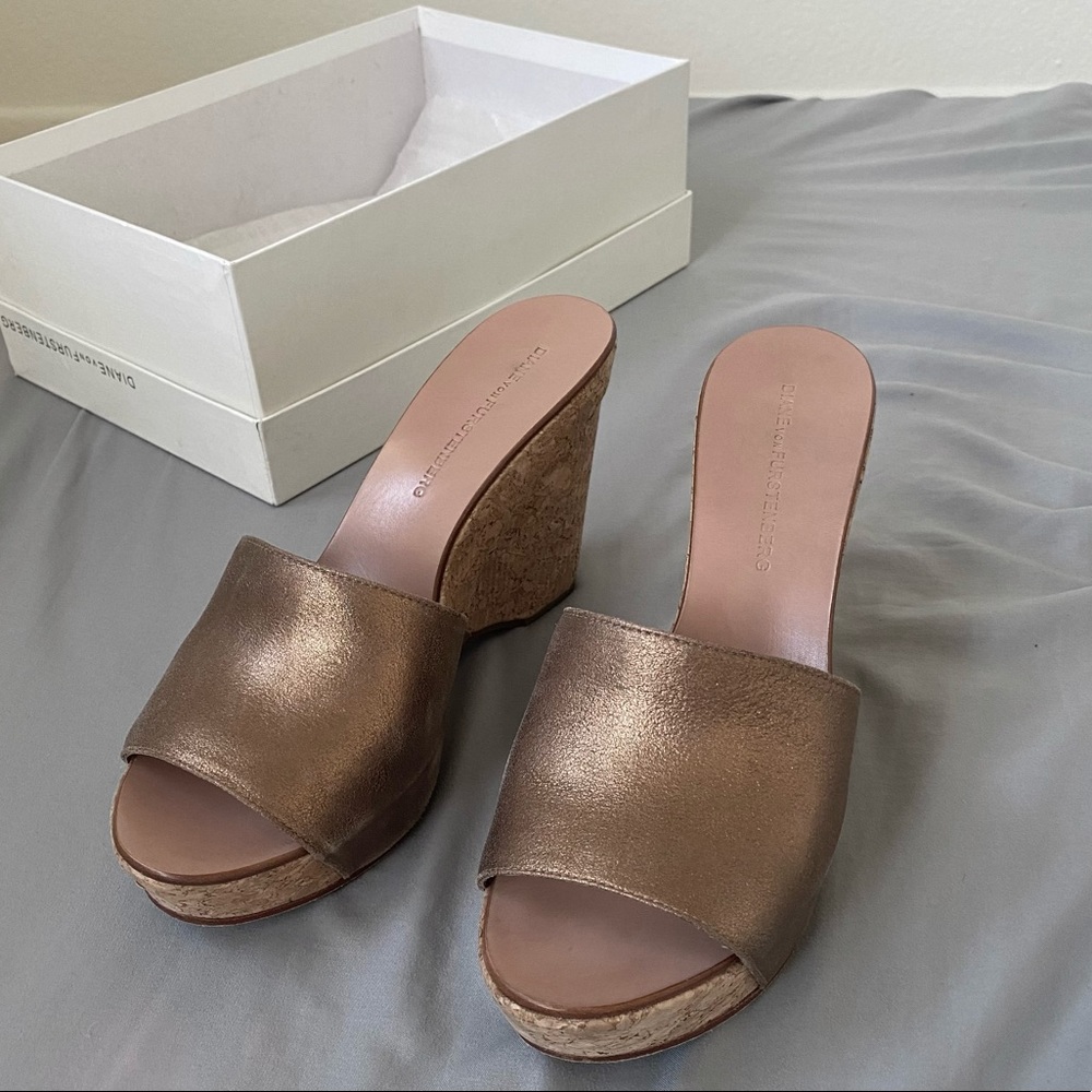 Diane Von Furstenberg Metallic Wedge Heels